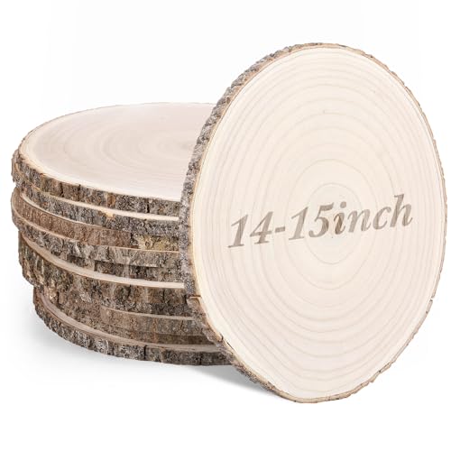 Tioncy Große Holzscheiben für Tafelaufsätze, unlackierte runde Holzplatten für Tische, Dekoration, natürlicher Holzkreis für Bastelarbeiten, rustikale Hochzeitsdekoration, 35,6 - 38,1 cm, 10 Stück Tioncy Große Holzscheiben für Tafelaufsätze, unlackierte runde Holzplatten für Tische, Dekoration, natürlicher Holzkreis für Bastelarbeiten, rustikale Hochzeitsdekoration, 35,6 - 38,1 cm, 10 Stück von Tioncy