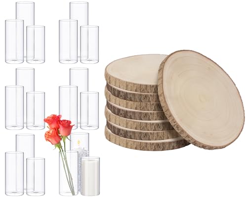 Tioncy Runde Holzscheiben für Tafelaufsätze, 25,4 - 30,5 cm, mit 12,7 cm, 15,2 cm, 20,3 cm Glasvasen, hohe transparente Blumenvasen, Kerzenhalter, Tischaufsätze für Hochzeit, Party, Heimdekoration, 6 Tioncy Runde Holzscheiben für Tafelaufsätze, 25,4 - 30,5 cm, mit 12,7 cm, 15,2 cm, 20,3 cm Glasvasen, hohe transparente Blumenvasen, Kerzenhalter, Tischaufsätze für Hochzeit, Party, Heimdekoration, 6 von Tioncy