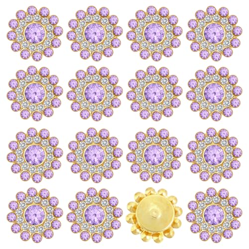 Tipart 100 Stück 14 mm Strasssteine zum Aufnähen, Kristallglas, Metallbasis, Blumenkralle, flache Rückseite, Strasssteine für Kleidung, Hüte, Taschen, Nähzubehör von Tiparts