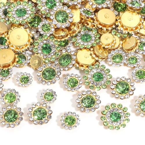 Tipart Strasssteine zum Aufnähen, Kristallglas, Metallsockel, Blumenkralle, flache Rückseite, Strasssteine für Kleidung, Hüte, Taschen, Nähzubehör, 100 Stück von Tiparts
