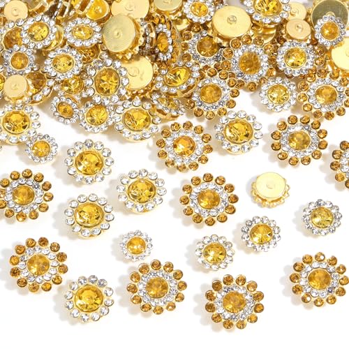 Tipart Strasssteine zum Aufnähen, Kristallglas, Metallsockel, Blumenkralle, flache Rückseite, Strasssteine für Kleidung, Hüte, Taschen, Nähzubehör, 100 Stück von Tiparts
