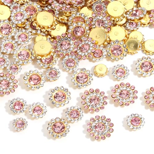 Tipart Strasssteine zum Aufnähen in 4 Größen, Kristallglas, Metallsockel, Blumenkralle, flache Rückseite, Strasssteine für Kleidung, Hüte, Taschen, Nähzubehör, 100 Stück von Tiparts