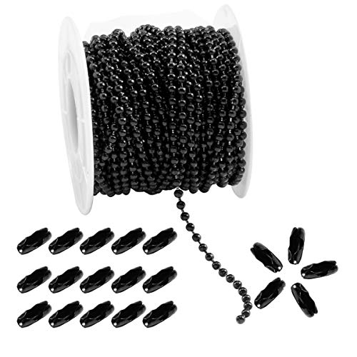 Tiparts Kugelketten mit 20 passenden Verbindungsstücken aus Edelstahl (2,4 mm Kugelketten + 20 Verbindungsstücke) Schwarz von Tiparts