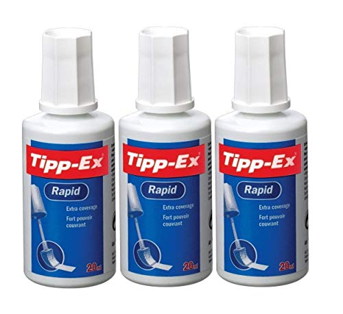 Tipp-Ex Rapid Correction Fluid Tippex Flaschen, schnelltrocknend, mit Bürste, 20 ml, 3 Flaschen von Tipp-Ex UK