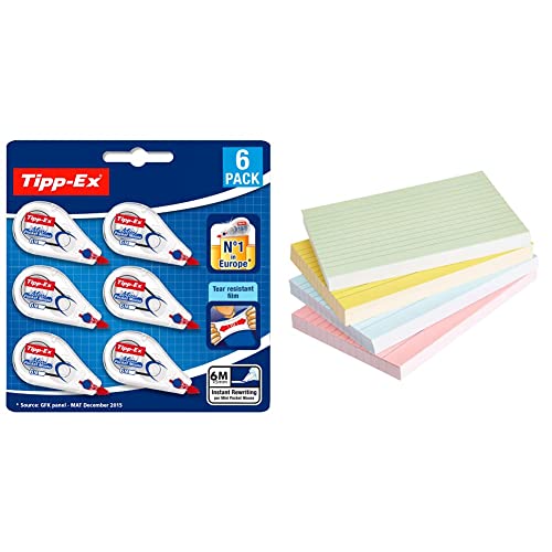 Tipp-Ex 962703 Korrekturroller Mini Pocket Mouse, 6 m x 5 mm, 2x3er Pack, Ideal für das Büro, das Home Office oder die Schule & Amazon Basics – Karteikarten, liniert, A6, 200 Stück Tipp-Ex 962703 Korrekturroller Mini Pocket Mouse, 6 m x 5 mm, 2x3er Pack, Ideal für das Büro, das Home Office oder die Schule & Amazon Basics – Karteikarten, liniert, A6, 200 Stück von Tipp-Ex