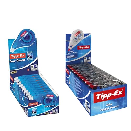 Tipp-Ex Korrekturroller Bundle – 20 Stück (10x Easy Correct + 10x Mini Pocket Mouse) – Sofort überschreibbar, trocken & sauber – Für Schule, Büro & Home Office von Tipp-Ex