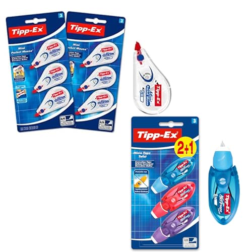Tipp-Ex Korrekturroller Bundle – 9 Stück (6x Mini Pocket Mouse + 3x Micro Tape Twist) – Sofort überschreibbar, kompakt & sauber – Ideal für Schule, Büro & Home Office von Tipp-Ex