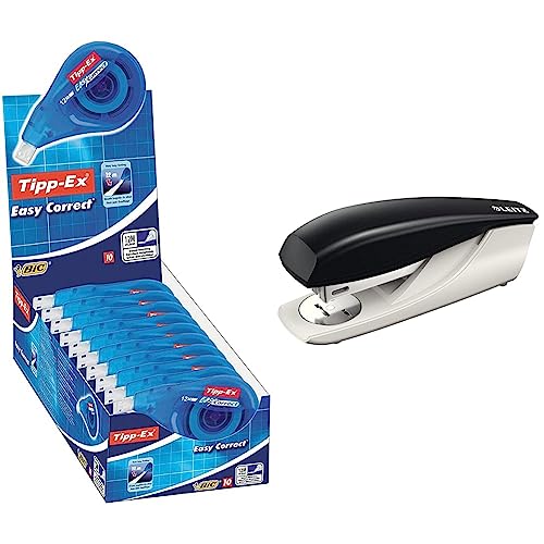 Tipp-Ex Korrekturroller Easy Correct zum seitlichen Korrigieren, 12m x 4.2mm, 10er Pack & Leitz NeXXt Bürotacker aus Metall, Für 30 Blatt, Ergonomisches Design mit Nachfüllanzeige, Schwarz Tipp-Ex Korrekturroller Easy Correct zum seitlichen Korrigieren, 12m x 4.2mm, 10er Pack & Leitz NeXXt Bürotacker aus Metall, Für 30 Blatt, Ergonomisches Design mit Nachfüllanzeige, Schwarz von Tipp-Ex