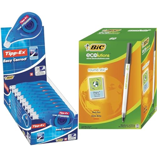 Tipp-Ex Korrekturroller Easy Correct zum seitlichen Korrigieren & BIC Kugelschreiber ECOlutions Round Stic Tipp-Ex Korrekturroller Easy Correct zum seitlichen Korrigieren & BIC Kugelschreiber ECOlutions Round Stic von Tipp-Ex
