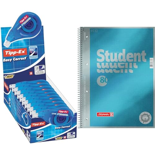 Tipp-Ex Korrekturroller Easy Correct zum seitlichen Korrigieren & Brunnen 1067147 Notizblock/Collegeblock Dotted Premium Deckblatt, 5 Stück cyan-metallic Tipp-Ex Korrekturroller Easy Correct zum seitlichen Korrigieren & Brunnen 1067147 Notizblock/Collegeblock Dotted Premium Deckblatt, 5 Stück cyan-metallic von Tipp-Ex