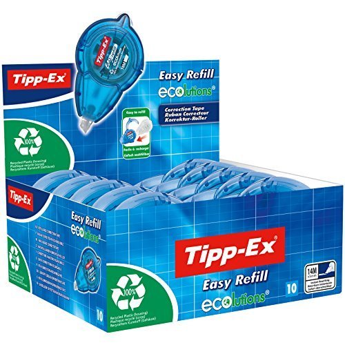 Tipp-Ex Korrekturroller Easy Refill ECOlutions, nachfüllbare Kassette, 14m x 5mm, 10er Pack, Ideal für das Büro, das Home Office oder die Schule Tipp-Ex Korrekturroller Easy Refill ECOlutions, nachfüllbare Kassette, 14m x 5mm, 10er Pack, Ideal für das Büro, das Home Office oder die Schule von BIC