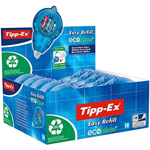 Tipp-Ex Korrekturroller Easy Refill ECOlutions, nachfüllbare Kassette, 14m x 5mm, 10er Pack, Ideal für das Büro, das Home Office oder die Schule von Tipp-Ex