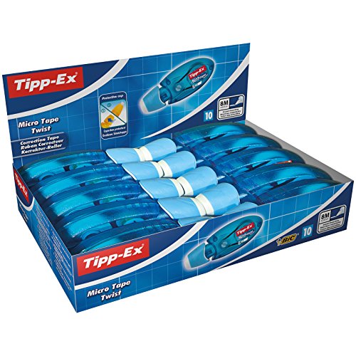 Tipp-Ex Korrekturroller Micro Tape Twist mit Schutzkappe, 8m x 5mm, 10er Pack, Ideal für das Büro, das Home Office oder die Schule von Tipp-Ex
