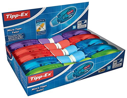 Tipp-Ex Korrekturroller Micro Tape Twist mit Schutzkappe, in 4 Farben, 8m x 5 mm, 10er Pack, Ideal für das Büro, das Home Office oder die Schule von Tipp-Ex