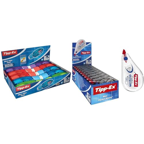 Tipp-Ex Korrekturroller Micro Tape Twist mit Schutzkappe & Korrekturroller Mini Pocket Mouse, 6m x 5mm, 10er Pack, Ideal für das Büro, das Home Office oder die Schule, weiß Tipp-Ex Korrekturroller Micro Tape Twist mit Schutzkappe & Korrekturroller Mini Pocket Mouse, 6m x 5mm, 10er Pack, Ideal für das Büro, das Home Office oder die Schule, weiß von Tipp-Ex