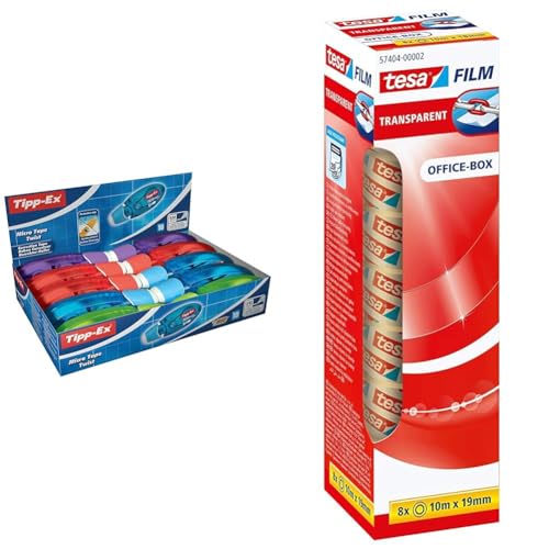 Tipp-Ex Korrekturroller Micro Tape Twist mit Schutzkappe & tesafilm transparent - Transparentes Klebeband mit starker Haftung - alterungsbeständig und reißfest - 10 m x 19 mm - 8er Pack Tipp-Ex Korrekturroller Micro Tape Twist mit Schutzkappe & tesafilm transparent - Transparentes Klebeband mit starker Haftung - alterungsbeständig und reißfest - 10 m x 19 mm - 8er Pack von Tipp-Ex
