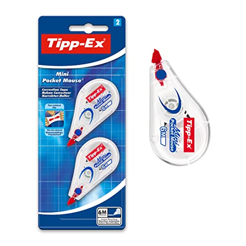 Tipp-Ex Korrekturroller Mini Pocket Mouse, 6m x 5mm, 2er Pack, Ideal für das Büro, das Home Office oder die Schule von Tipp-Ex