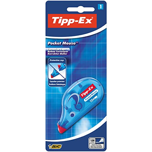 Tipp-Ex 820790 Korrekturroller Pocket Mouse mit Schutzkappe, 10m x 4.2mm, 1 Stück, Ideal für das Büro, das Home Office oder die Schule von Tipp-Ex