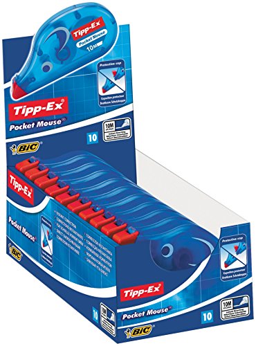 Tipp-Ex Korrekturroller Pocket Mouse mit Schutzkappe, 10m x 4.2mm, 10er Pack, Ideal für das Büro, das Home Office oder die Schule von Tipp-Ex