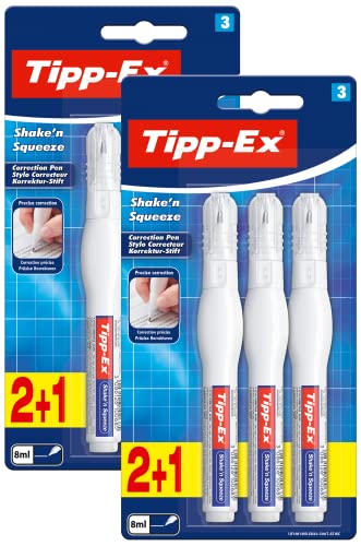 Tipp-Ex Korrekturstift Shake und Squeeze, je 8ml, Ideal für das Büro, das Home Office oder die Schule - 2x 3er Pack Tipp-Ex Korrekturstift Shake und Squeeze, je 8ml, Ideal für das Büro, das Home Office oder die Schule - 2x 3er Pack von Tipp-Ex