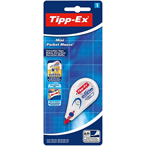 Tipp-Ex Korrekturroller Mini Pocket Mouse, 6 m x 5 mm, 1er Pack, Ideal für das Büro, das Home Office oder die Schule Tipp-Ex Korrekturroller Mini Pocket Mouse, 6 m x 5 mm, 1er Pack, Ideal für das Büro, das Home Office oder die Schule von BIC