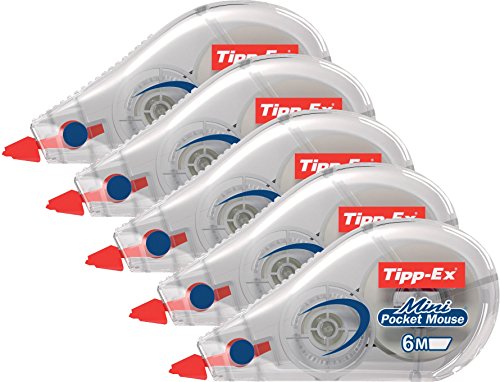 Tipp-Ex Mini Pocket Mouse Korrekturroller, Weiß, Band: 6m x 5mm, 5er Pack von Tipp-Ex