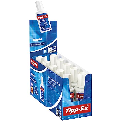 Tipp-Ex 8119143 Rapid Korrekturfluid mit Auftragsschwämmchen, je 25ml, 10er Pack, Ideal für das Büro, das Home Office oder die Schule von BIC