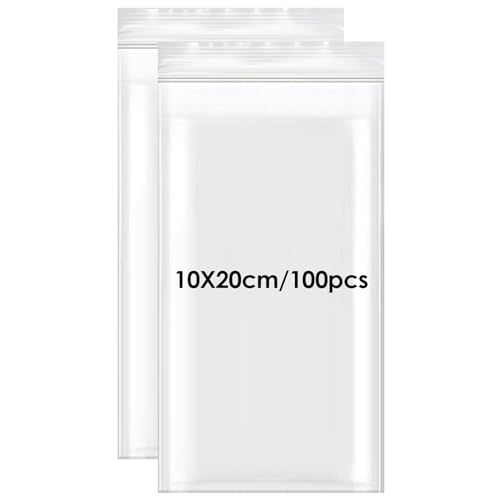 100 Stück Zip Beutel, 10x20cm Kleine Plastiktüten mit Verschluss Zipper Beutel Kleine Verschlussbeutel Polybeutel Tüte Plastikbeutel Druckverschlussbeutel Wiederverschließbar 80µ für Nuss, Süßigkeiten von Tiryns