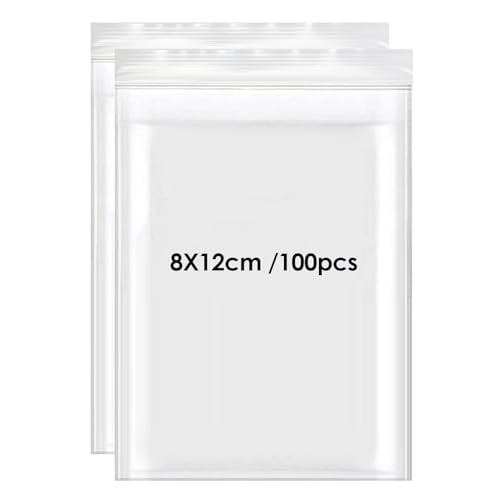 100 Stück Zip Beutel, 80 x 120 mm Kleine Plastiktüten mit Verschluss Zipper Beutel Kleine Verschlussbeutel Polybeutel Tüte Plastikbeutel Druckverschlussbeutel Wiederverschließbar für Nuss, Süßigkeiten von Tiryns