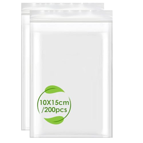 200 Stück Zip Beutel, 10x15cm Kleine Plastiktüten mit Verschluss Zipper Beutel Kleine Verschlussbeutel Polybeutel Tüte Plastikbeutel Druckverschlussbeutel Wiederverschließbar 80µ für Nuss, Süßigkeiten von Tiryns