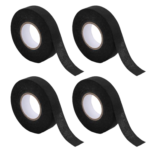 4 Stück Kfz Kabelbaum Klebeband 19 mm x 15 m Gewebeband Filzband Elektriker Band Panzerklebeband Isolierband Geräuschdämpfung Hitzebeständiges für Kabel Befestigt Motorrad Auto Elektrisches Schwarz von Tiryns
