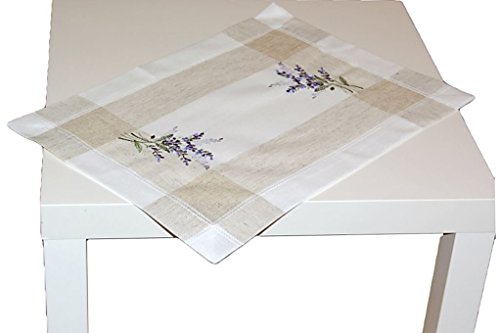 Tischdecke Leinenoptik Natur Lavendel mediterran Läufer Deckchen Landhaus (Tischläufer 35x50 cm) von Tischdecken ALLZEIT Landhaus