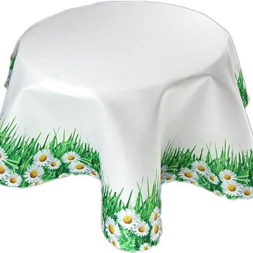 Pflegeleichte Decke Rund 170 cm Gänseblümchen Frühling Tischtuch Gartentischdecke (Tischdecke rund 170 cm) von Tischdecken ALLZEIT klassisch modern