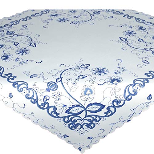 Tischdecke Vintage blau, Moderne weiße Mitteldecke für Küche und Wohnzimmer, 80x80 cm Tischdecke Vintage blau, Moderne weiße Mitteldecke für Küche und Wohnzimmer, 80x80 cm von Tischdeckenshop24