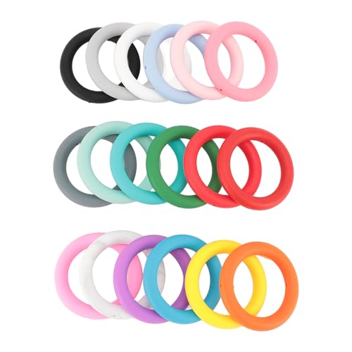 18 Stück Silikon Perlenförmiger Ring Bunte 65mm Runde Silikon Schleife mit 2 Löchern O Ringe für DIY Basteln Schlüsselanhänger Halskette Schmuck Machen Hängende Ornamente 18 Stück Silikon Perlenförmiger Ring Bunte 65mm Runde Silikon Schleife mit 2 Löchern O Ringe für DIY Basteln Schlüsselanhänger Halskette Schmuck Machen Hängende Ornamente von Tissting