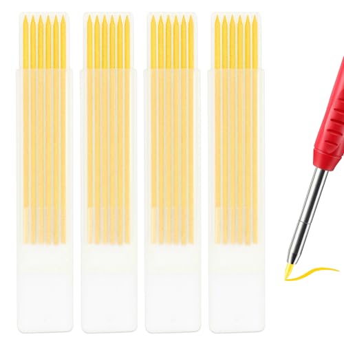 24 Stück 2,8mm Bleistiftminen für Zimmermannsbleistift, Carpenter Pencil Refill Langlebige HB Mine für Baubleistifte Ersatz Carpenter Marker Graphit Holzbearbeitung Druckbleistiftminen(Gelb) von Tissting
