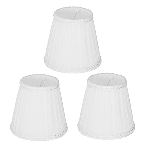 3 Stück Kleine Lampenschirme Aufstecken E14 Clip On Stoff Lampenschirm 13,5x10x12,5cm/5,3x3,9x4,9 Zoll Plissee Fabric Stoff Lampenschirm für Kronleuchter Wandleuchte Tischlampe (Weiß) von Tissting