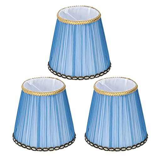 3 Stück Stoff Lampenschirm Hohe Lichtdurchlässigkeit Weiches Licht E14 Clip-On Lampenschirm Beleuchtung Dekoration Zubehör für Wandleuchte Tischleuchte Indoor(Clip-on-dunkelblau) von Tissting