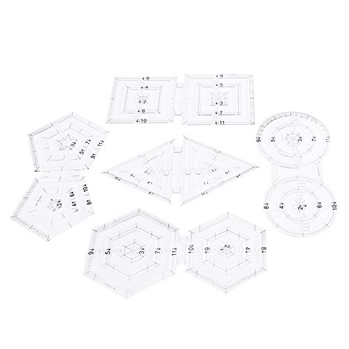 5 Stück Patchwork Lineal Set Kreative Vorlagen Quilting Rulers DIY Manual Doppeltes Rund Fünfeck Sechseck Dreieck Nähen Schneiden Craft Tools Handgemachtes Zeichenmaterial von Tissting