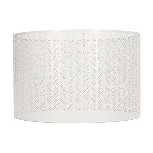 Kleine Lampenschirme E27 E14 Metall Blattes Muster Lampenschirm 25 x 16 cm Nordischen Stil Intervention Lampshades für Tischlampen, Stehlampen, Hängelampen(Weiss) von Tissting