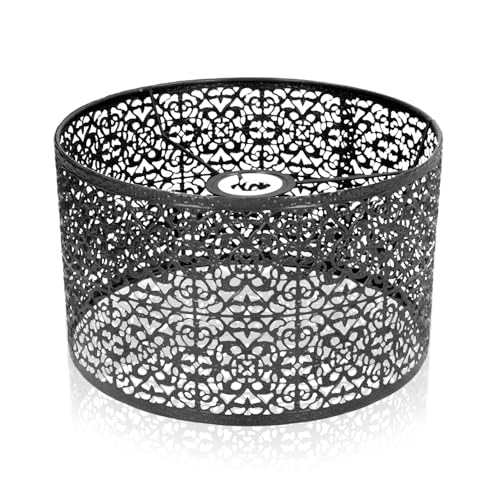 Kleine Lampenschirme E27 E14 Metall Blume Textur Lampenschirm 25 x 16 cm Nordischen Stil Intervention Lampshades für Tischlampen, Stehlampen, Hängelampen(Schwarz) von Tissting