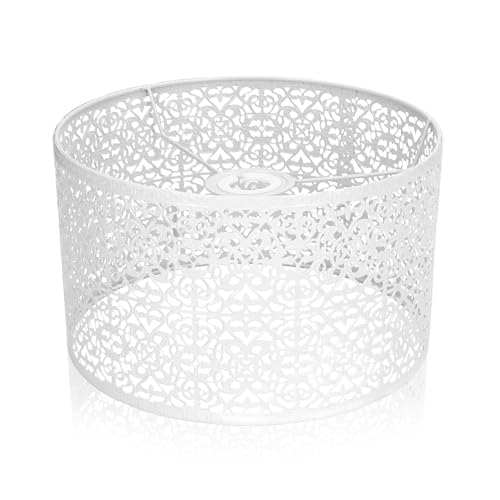 Kleine Lampenschirme E27 E14 Metall Blume Textur Lampenschirm 25 x 16 cm Nordischen Stil Intervention Lampshades für Tischlampen, Stehlampen, Hängelampen(Weiss) von Tissting