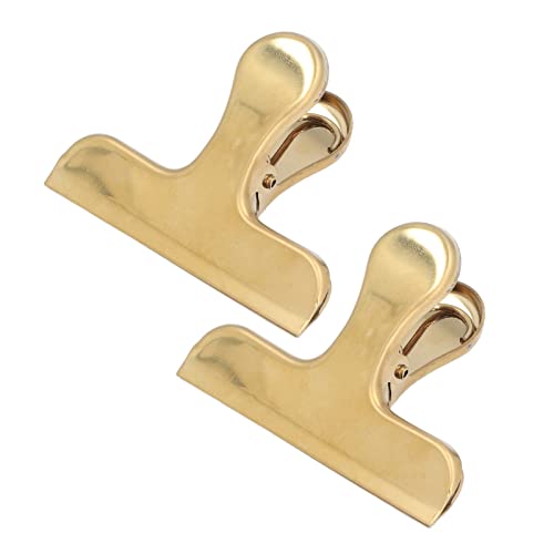Metall Bulldog Büroklammern, 2 Stück 7,6 cm Legierung Bulldog Grip Strong Fest Klemmende Robuste Chip Clips für Etiketten, Taschen, Geschäfte, Büro und Küche zu Hause (Gold) von Tissting