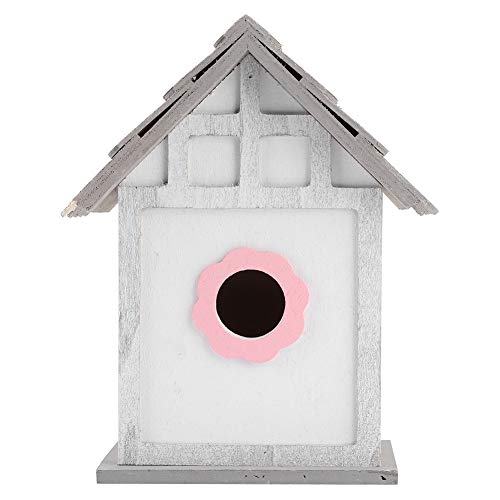 Rosa Vogelhaus aus Holz DIY Holz Vogelhäuser mit Kleinem Ständer Vogelhäuschen für Draußen Geeignet für Kleine Vögel, Schwalben, Papageien(19x16x12cm/7.5x6.3x4.7in) von Tissting