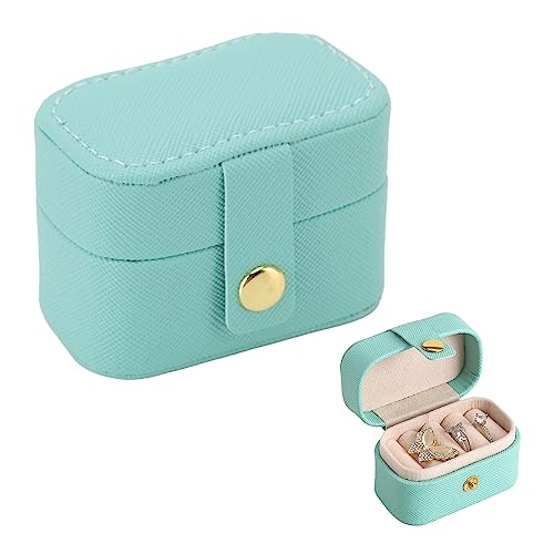 Schmuckkästchen Reise, Kleine Schmuckschatulle für Damen, Mini Ring Aufbewahrungsbox, Kleines Reise Schmuckbox, Reise PU Leder Schmuck Box Organizer für Ringe und Ohrringe(Blau) von Tissting