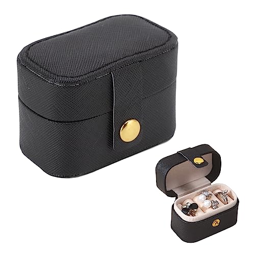 Schmuckkästchen Reise, Kleine Schmuckschatulle für Damen, Mini Ring Aufbewahrungsbox, Kleines Reise Schmuckbox, Reise PU Leder Schmuck Box Organizer für Ringe und Ohrringe(Schwarz) von Tissting