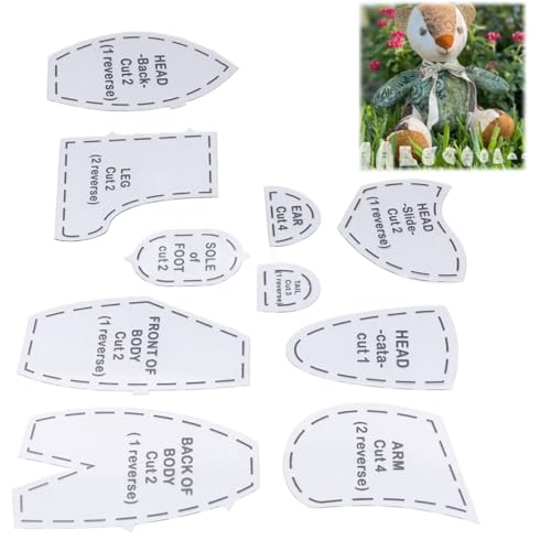 Tissting 10 Stück Memory Bear Vorlage Muster, 12 Zoll Acryl Memory Bears Schnittmuster-Vorlagen-Lineal-Set mit Wiederverwendbares Kit Tissting 10 Stück Memory Bear Vorlage Muster, 12 Zoll Acryl Memory Bears Schnittmuster-Vorlagen-Lineal-Set mit Wiederverwendbares Kit von Tissting