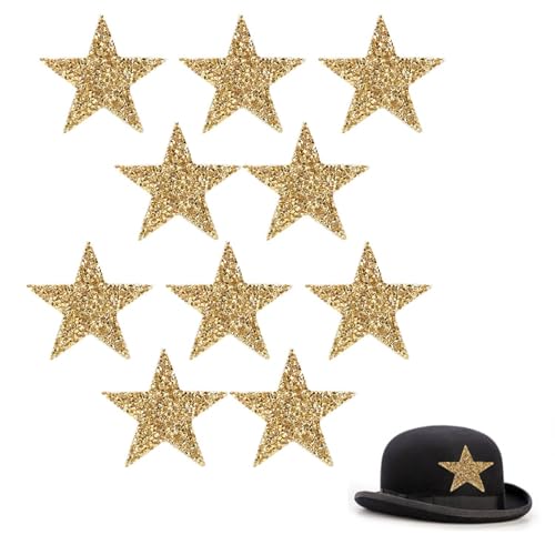Tissting 10PCS Applikationen, Star Hot Strass Aufkleber Aufnähen/Aufbügeln Patch Aufbügelbar Sterne Bügelbilder Erwachsene Nähen Patch Dekoration für Kleidung Kleid Hut(Gold) von Tissting