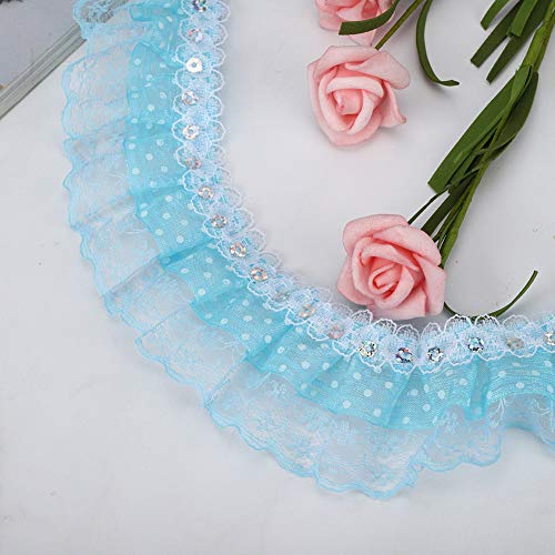 Tissting 5 Yards Trim Mesh Spitzenband, 45mm Zierband Dekoband Spitzen Spitzenborte Elastic Lace Trims Für Hochzeit Deko Handwerk Nähen Dekos(Blau) von Tissting