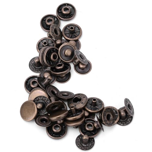 Tissting 50 Set Messing Druckknöpfe Druckknopf, Messing-Druckknopf-Set Messing-Druckknopf-Kappen Metall für Nähen, Leder, Kleidung, Jacken (12,5 mm) von Tissting